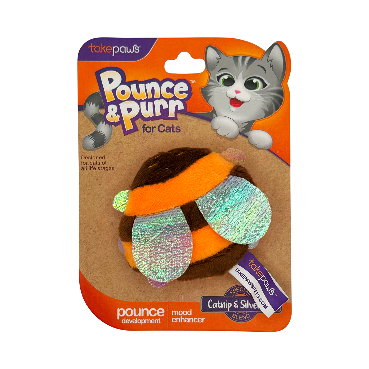 Pounce & Purr® - Backyard Buggin' Honey Bee Plush Cat Toy with