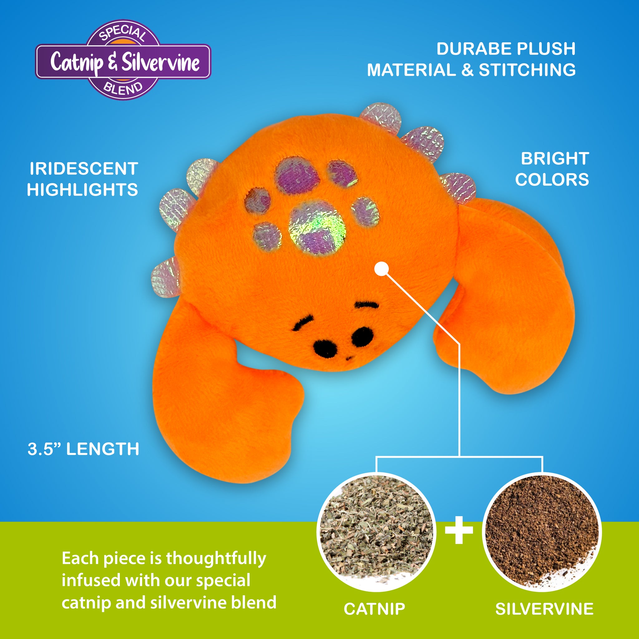 Pounce & Purr® - Sea Shine Crab Plush Cat Toy with Catnip and