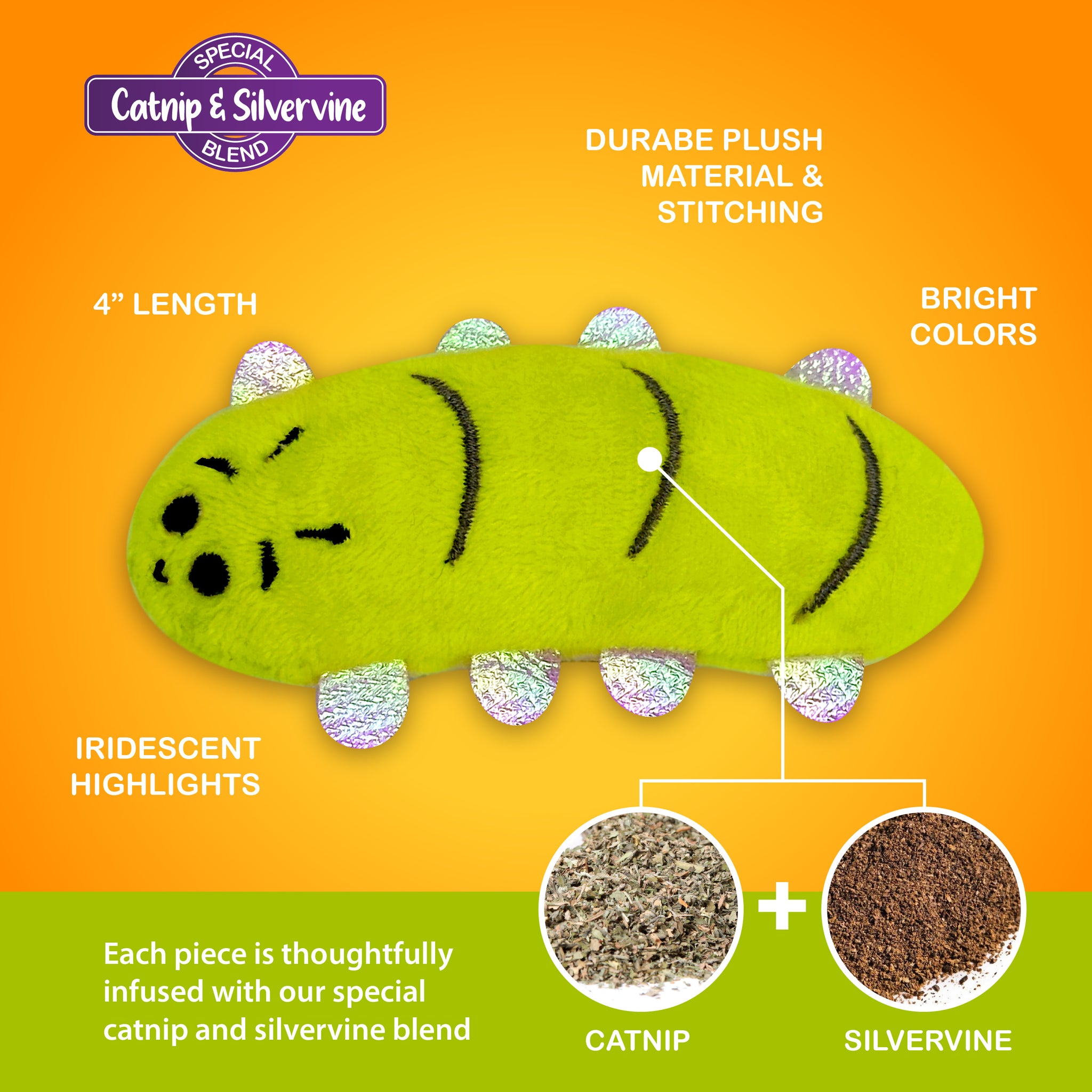 Pounce & Purr® - Backyard Buggin' Centipede Plush Cat Toy with