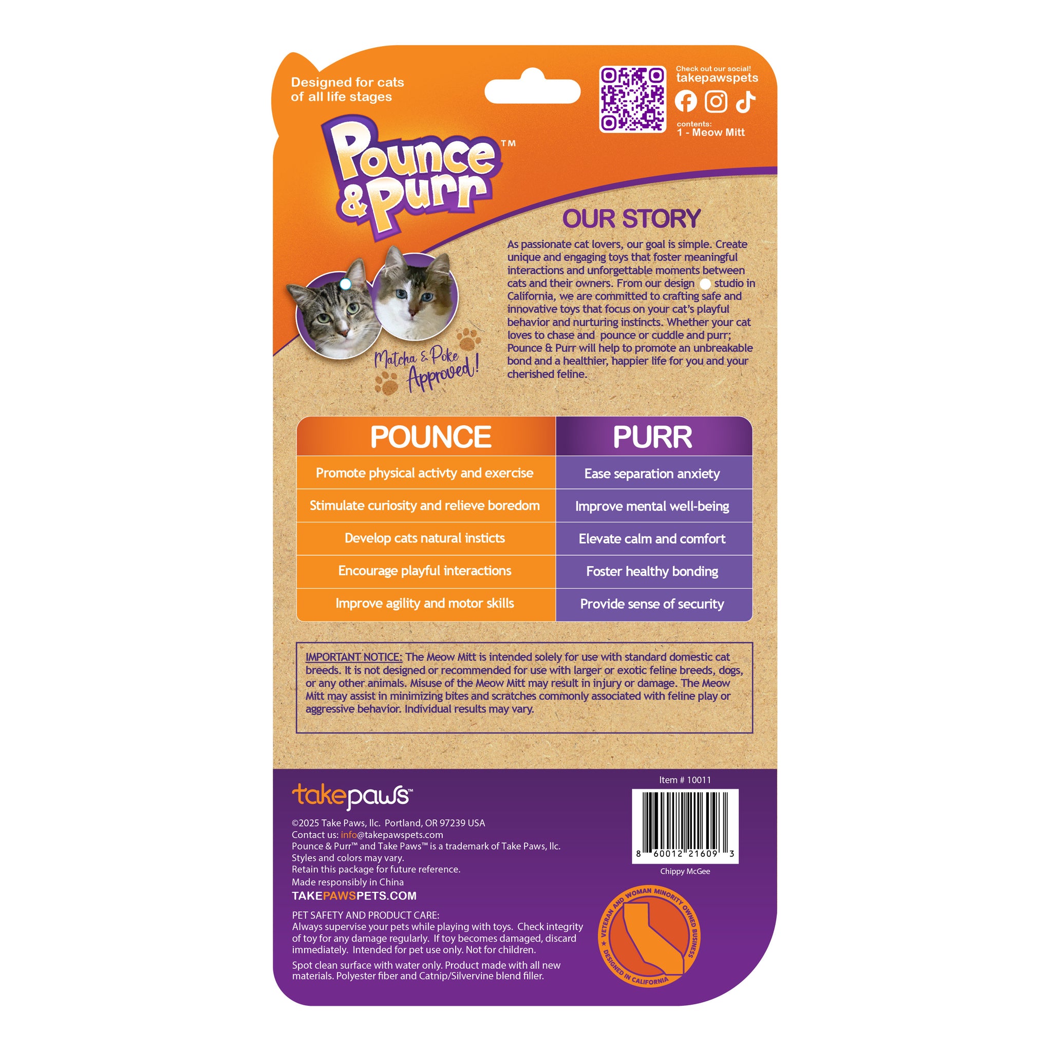 Pounce & Purr® Cat Wrestling Glove Toy with Catnip & Silvervine