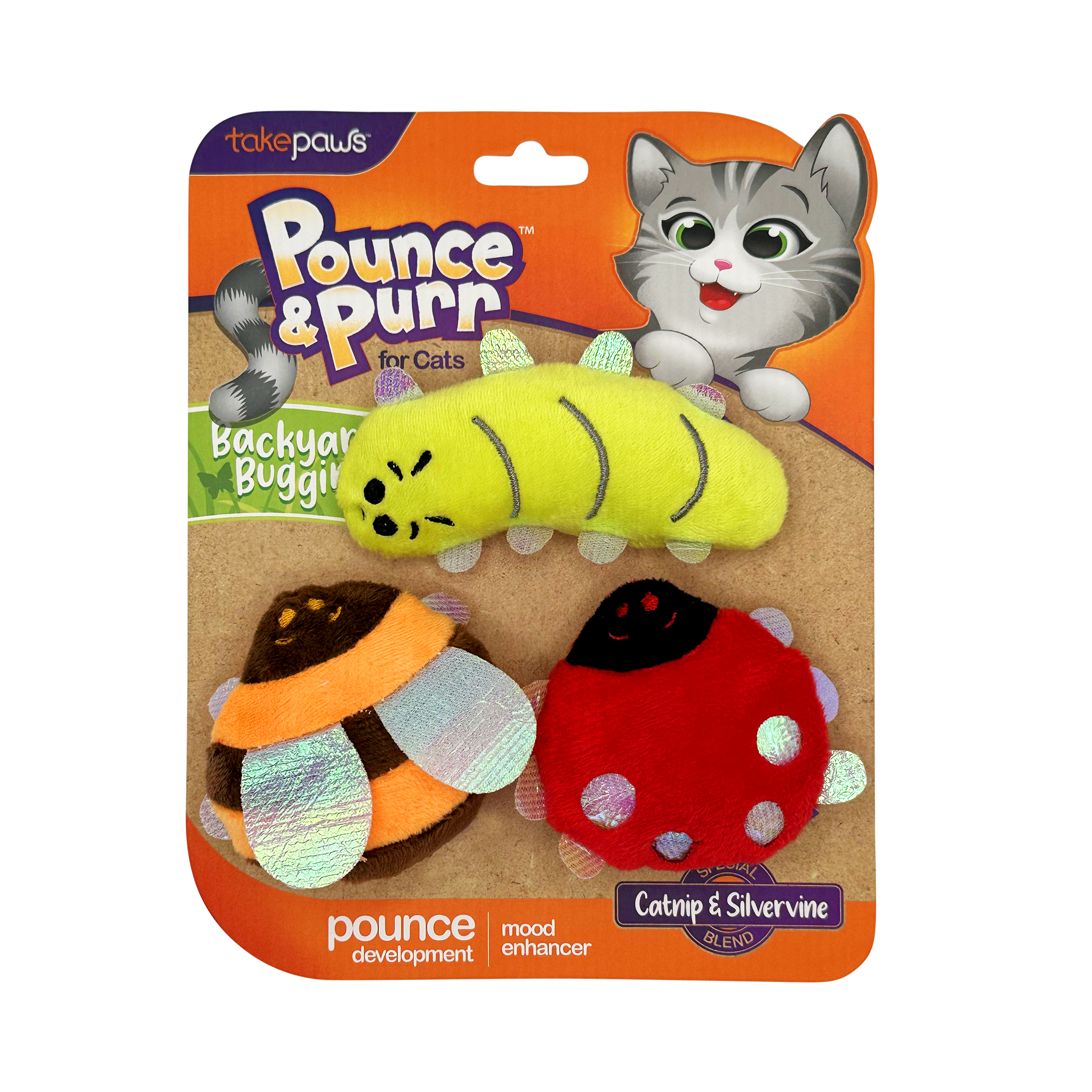 Pounce & Purr® - Backyard Buggin' Plush Cat Toys with Catnip and
